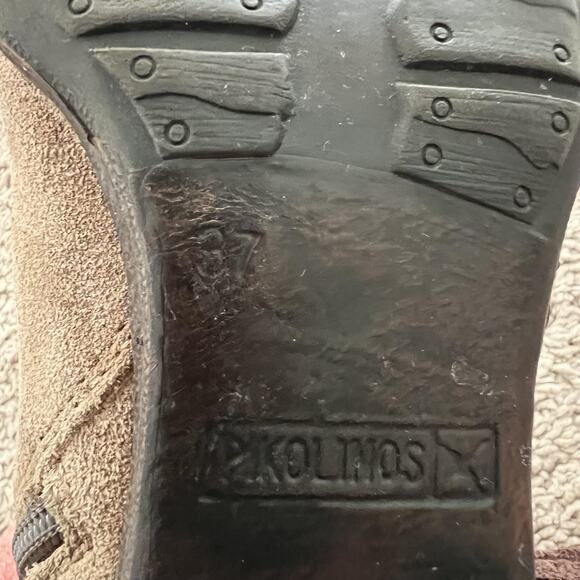 Pikolinos Boots Womens Size EU 37 Taupe Suede Ankle Booties Side Zip Tassel - Picture 5 of 8